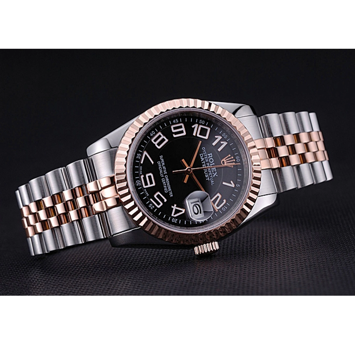 Best AAA Replica Sites Dial Steel and Black Rolex 622545 Bracelet DateJust Stainless Gold 0607